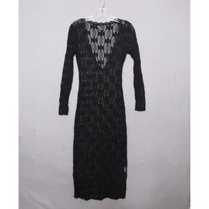 Love 83 Dress Black‎ Lace Sheer Whimsigoth Y2K Grunge Goth Nylon Vamp Deep Neck